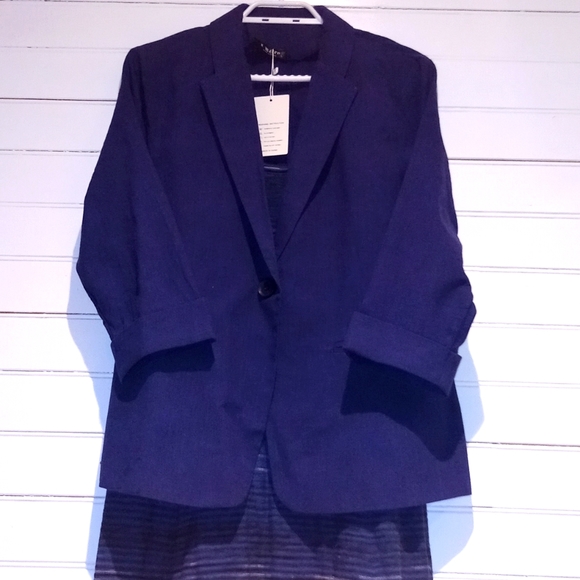 Navy Blue Cotton Blazer - Picture 7 of 7